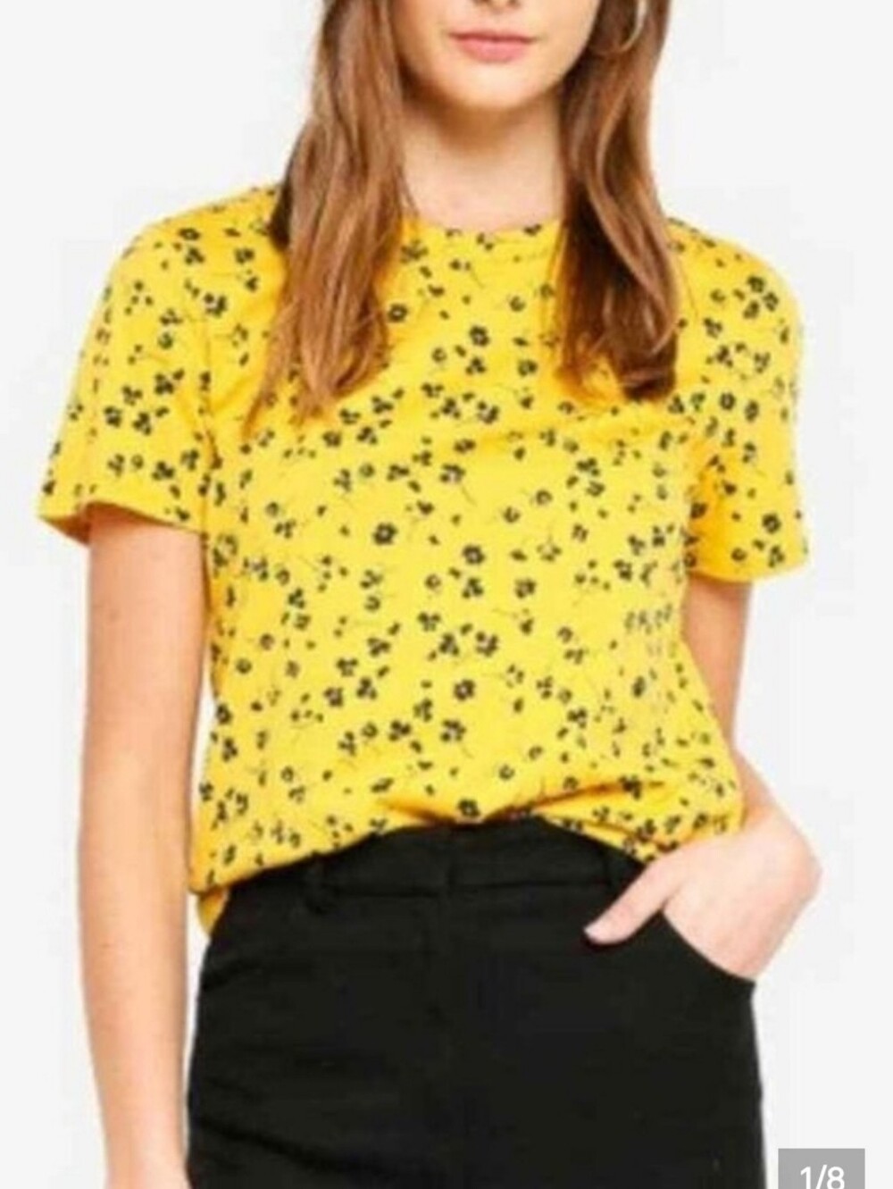 Banana Republic Scoop Neck Short Sleeve Tunic Ditsy Flowers Floral Women XL